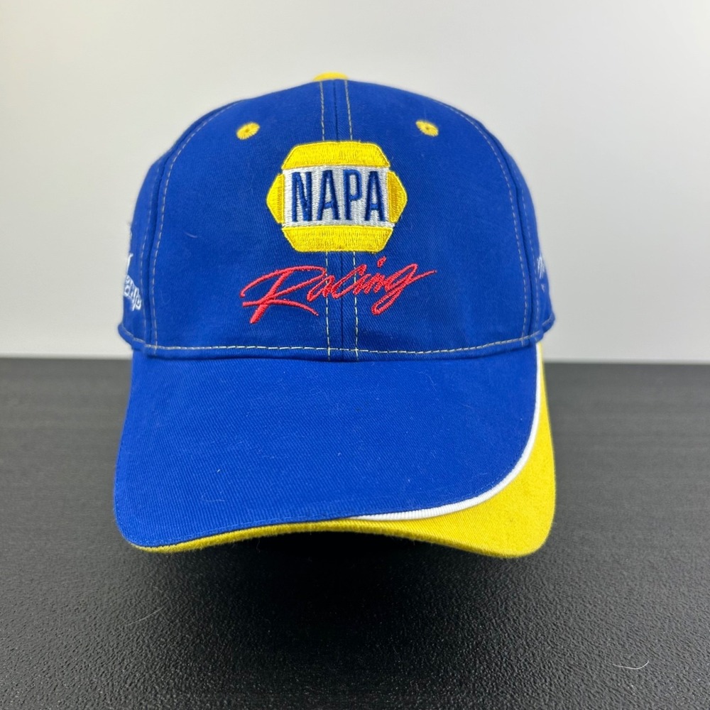 Vintage NAPA Racing Hat Cap Strap Back Adjustable Blue Martin Truex Jr Nascar 56
